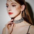 Retro Velvet Choker Square White Rhinestones Necklace Choker